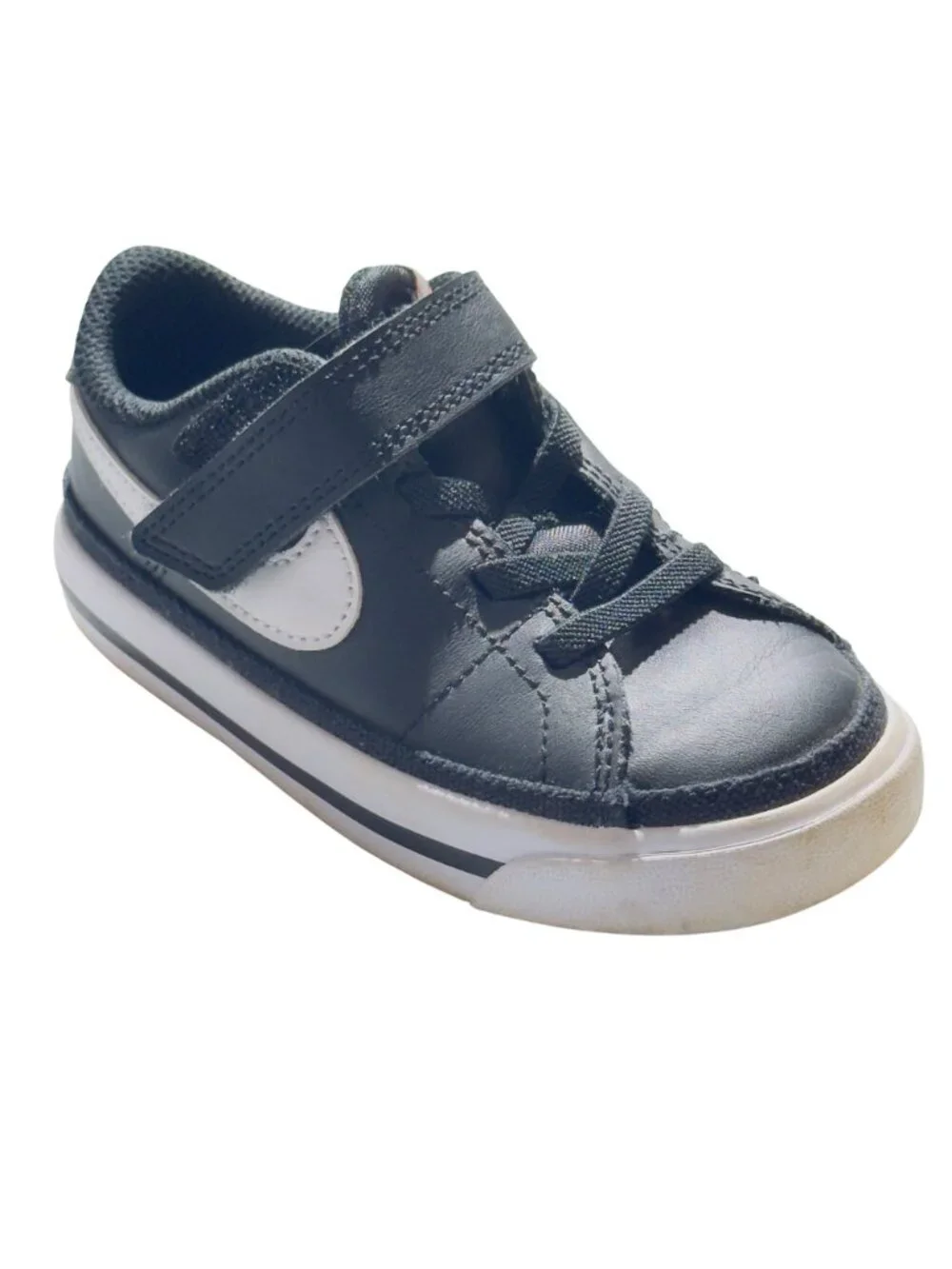NIKE Toddler Shoes Black & White Sneakers DA5382-002 Size 7.5 Hook & loop Strap